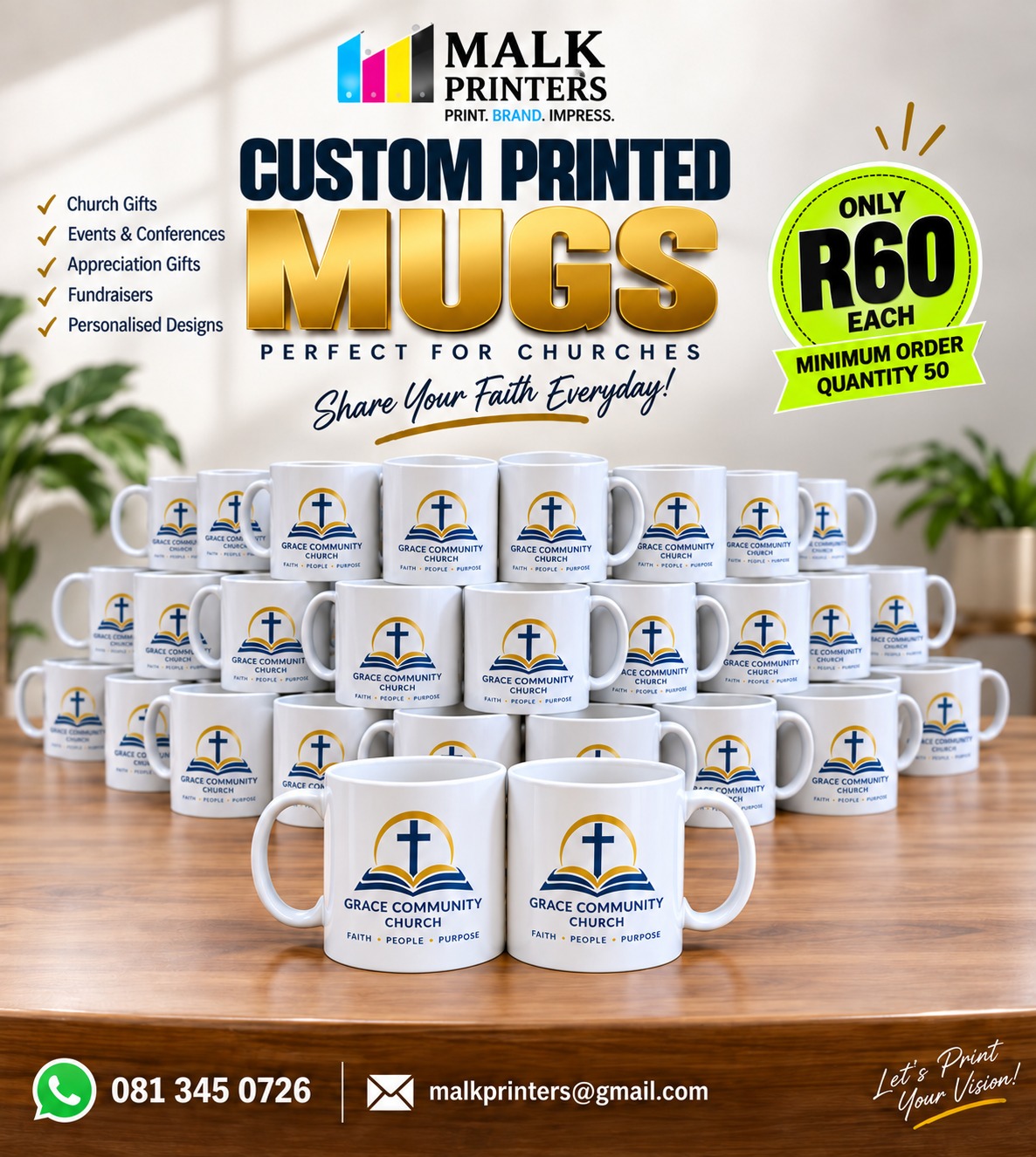 Custom printed mugs